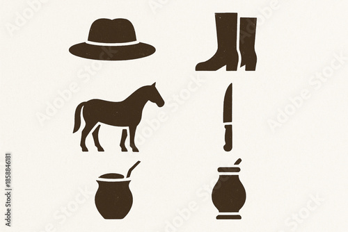 Gaucho tradition vector icons rugged flat style