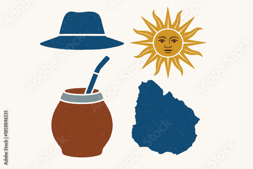 Uruguayan culture vector icons geometric rugged style