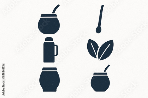 Uruguayan mate vector icons minimal rugged style