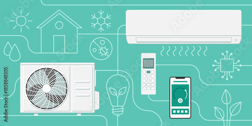 Air conditioning system background with icons