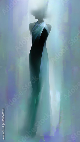 Wallpaper Mural Mystical Silhouette: Elegant Woman's Figure in Abstract Ethereal Gown with Soft Tones Torontodigital.ca