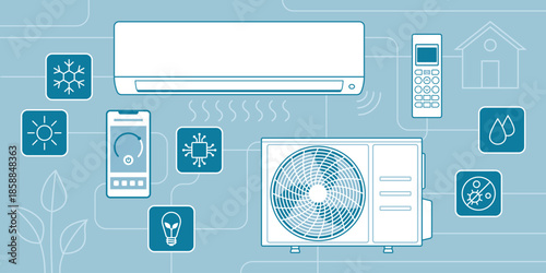 Air conditioning system background with icons