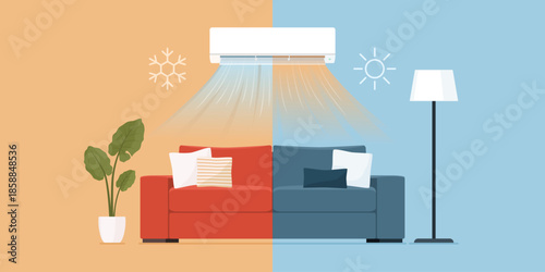 Air conditioning AC split system for cooling and heating at home