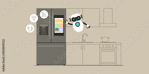 Smart refrigerator with touch screen and AI robot