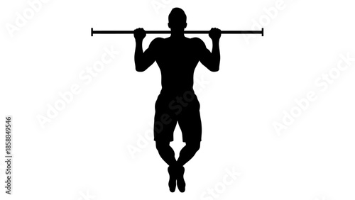 Silhouette of a person performing a pull up exercise