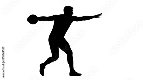 Silhouette of a person throwing a frisbee in a dynamic pose