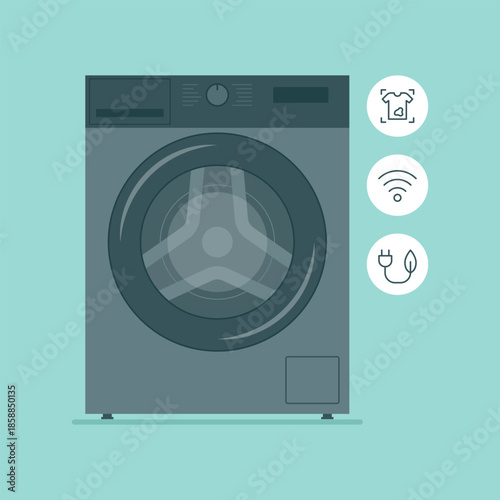 Smart washing machine and icons set