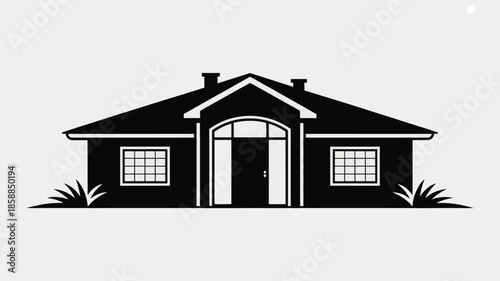 Black silhouette of a traditional house with a welcoming entryway.