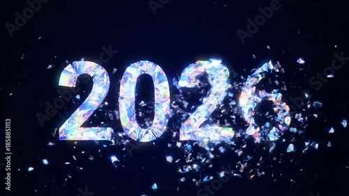 2026 New Year Number Animation with Shimmering Light Particles