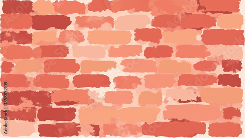 Watercolor brick wall background for creative projects. Brick wall pattern. 