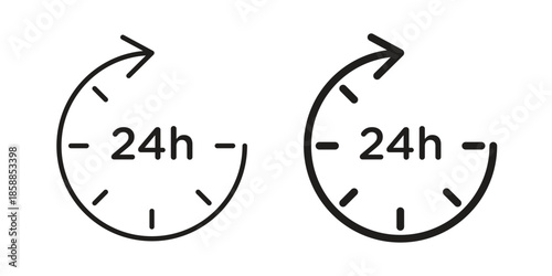 24 Hrs icons set in multiple style collection