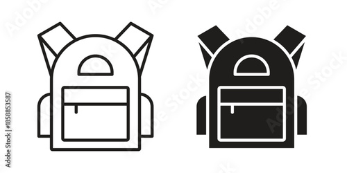 Backpack icons set in multiple style collection