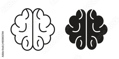 Brain icons set in multiple style collection