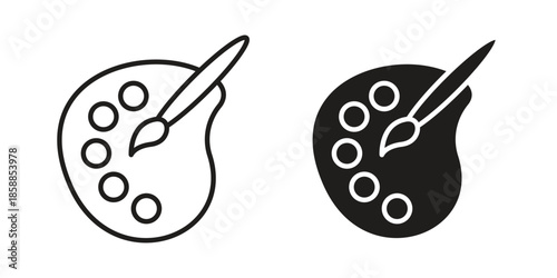 Brush and Palette icons set in multiple style collection