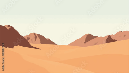 Rocky Desert landscape. Illustration of a desert landscape. Desert dunes. Vector illustration.