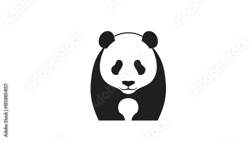 Minimalist black and white panda icon with characteristic eye patches and a simple, stylized form