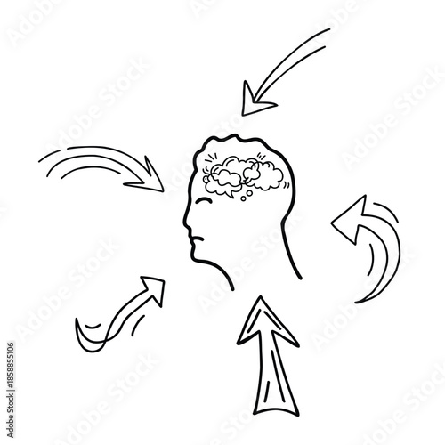 Pressure stress concept showing mental overload tension and emotional weight in hand drawn doodle style