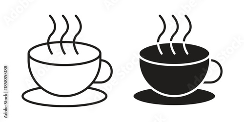 Coffee icons set in multiple style collection