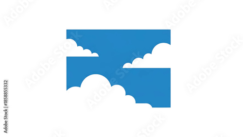 Stylized blue sky with white, fluffy clouds creating an abstract and serene natural scene