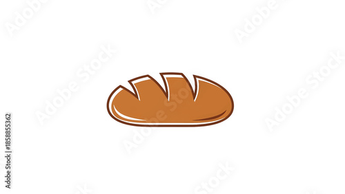 Stylized brown loaf of bread with a dark brown outline and scored top on a white background