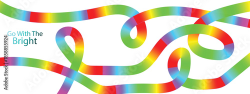 Abstract Color Lines Pattern. Vector Rainbow Gradient Ribbons. Wave Shape Flow Lines on White Background.