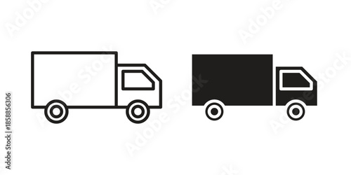 Delivery van icons set in multiple style collection