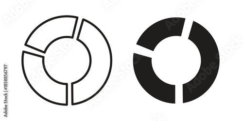 Donut chart icons set in multiple style collection