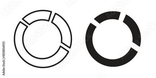 Donut chart icons set in multiple style collection