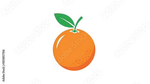 Vibrant orange fruit illustration with a green leaf and stem, featuring a clean, minimalist design