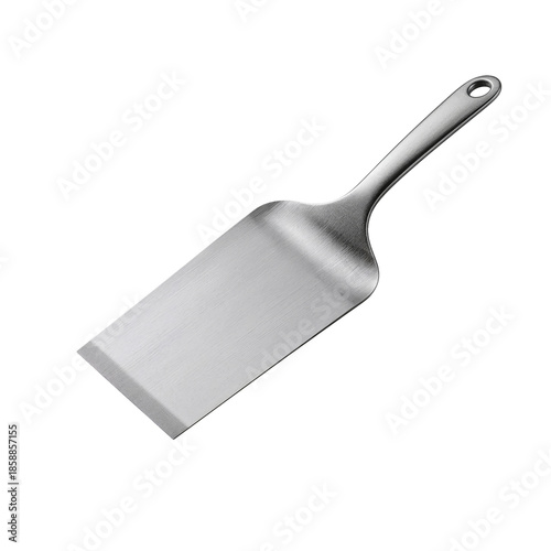 A Stainless Steel Spatula Used in Cooking or Grilling With a Flat Surface and...