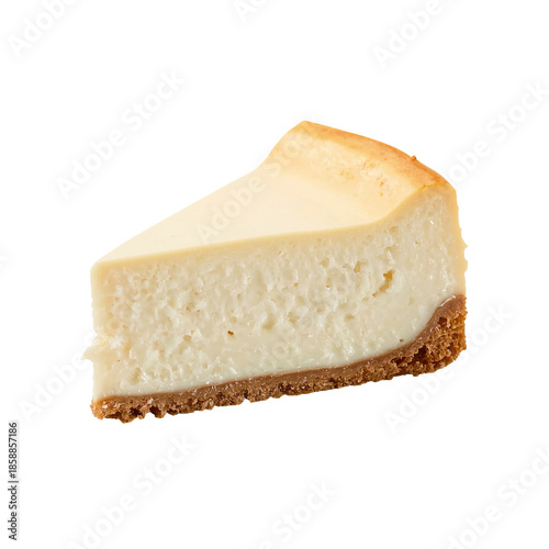 Creamy Cheesecake Slice on a White Plate in a Bright Setting