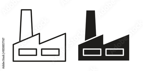 Factory icons set in multiple style collection
