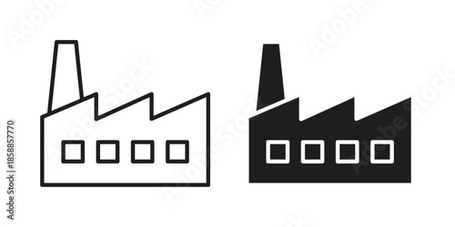 Factory icons set in multiple style collection