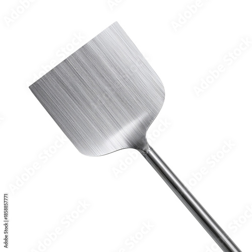 Metal Spatula on a White Background Showing Clean Lines and Shiny Surface