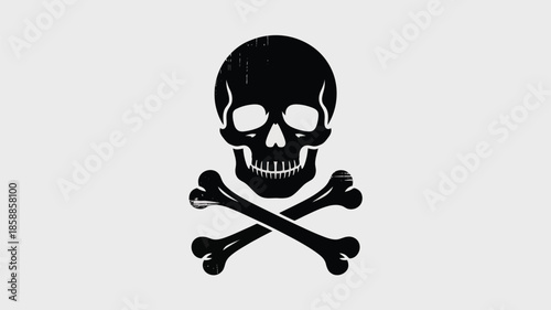 Jolly Roger pirate skull symbol with crossed bones on white