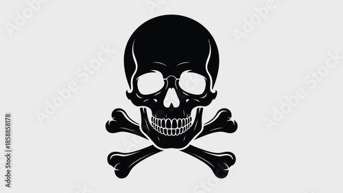 Jolly black pirate skull symbol on white background