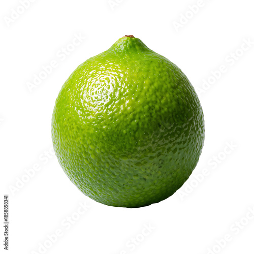 Fresh Green Lime in a Simple Studio Setting on a White Background