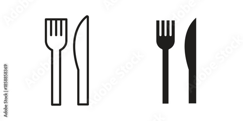 Fork and Knife icons set in multiple style collection