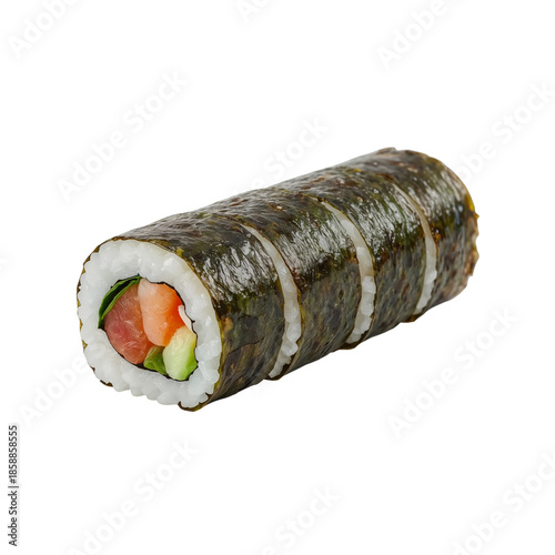 Colorful Sushi Rolls Lined up on a White Surface Ready for Serving