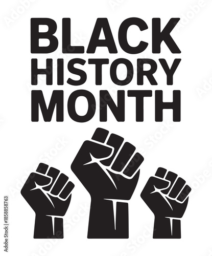 Black History Month Fist Banners on White Background
