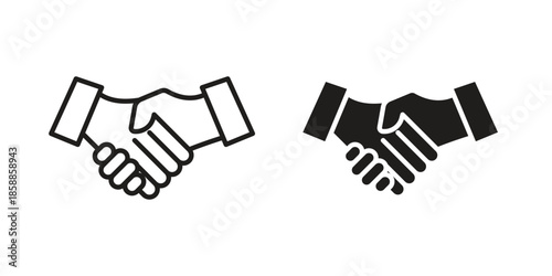 Handshake icons set in multiple style collection