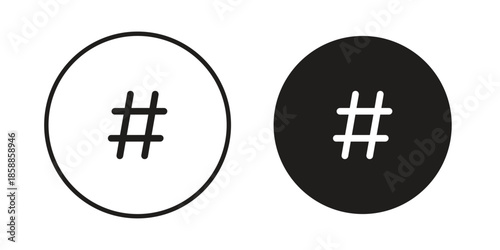 Hashtag icons set in multiple style collection