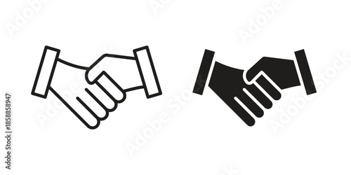 Handshake icons set in multiple style collection