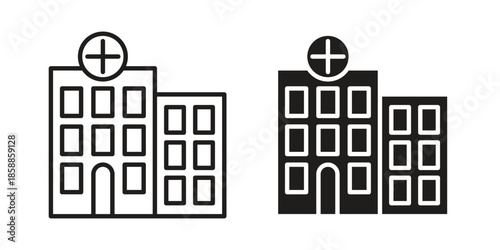 Hospital icons set in multiple style collection