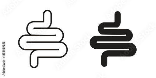 Intestine icons set in multiple style collection