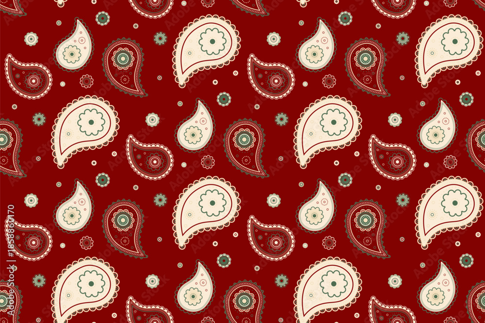 Naklejka premium Ethereal meadow of print paisley. Linen event to surface western. Background indian with chic luxury.