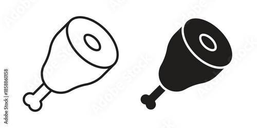 Meat icons set in multiple style collection