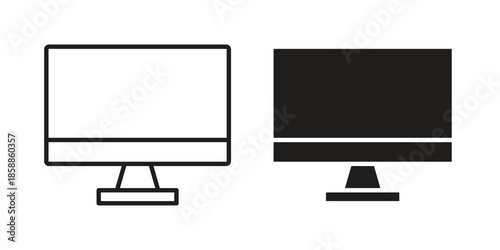 Monitor icons set in multiple style collection