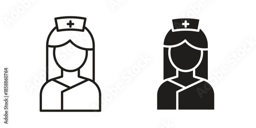 Nurse icons set in multiple style collection