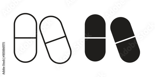 Pill icons set in multiple style collection
